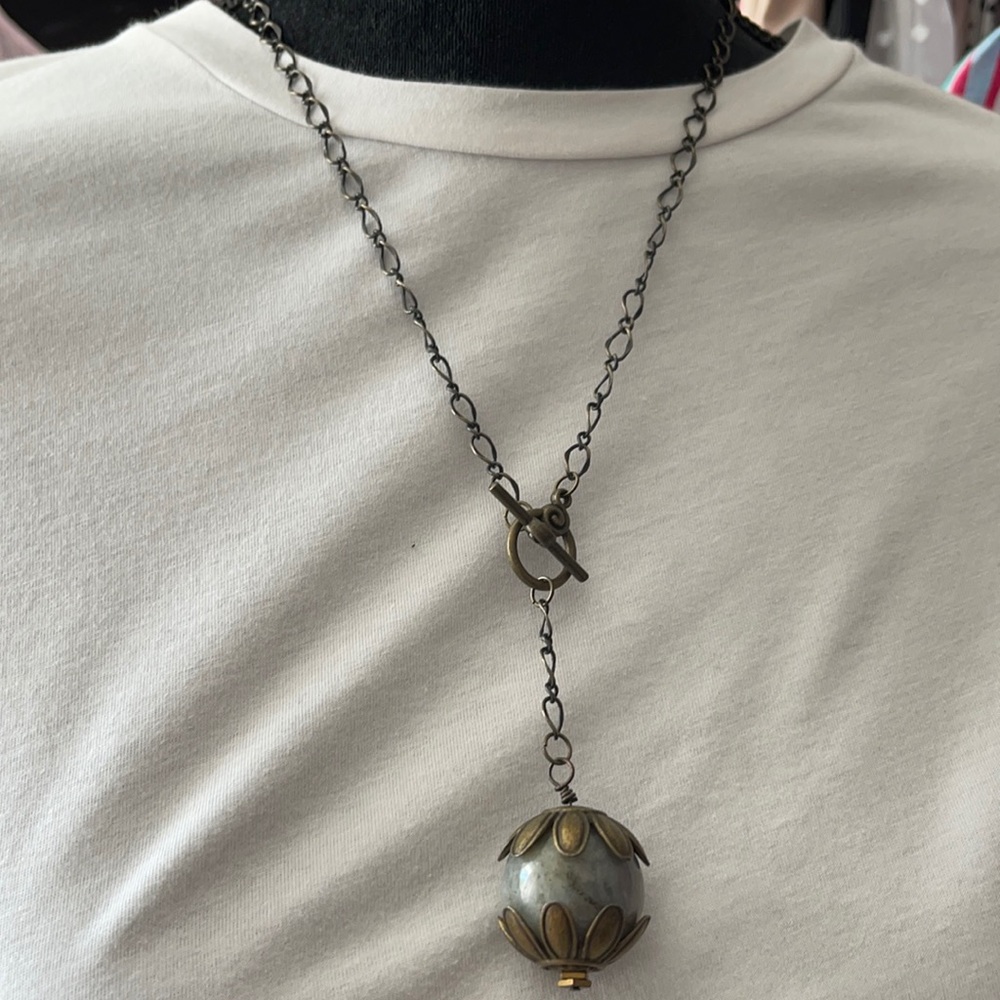 Boho pendant toggle necklace